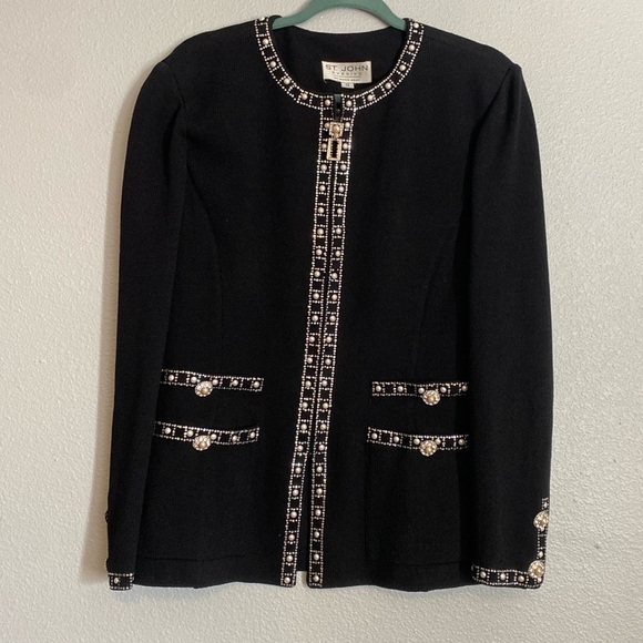 St. John Evening Crystal Embellishments Skirt Suit Set 2 Piece Two Piece - Picture 2 of 7